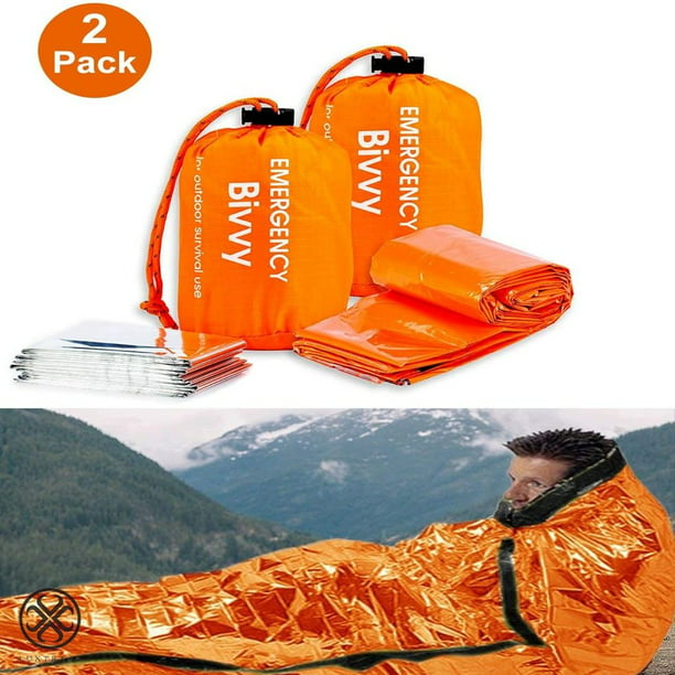 2X Outdoor Emergency Thermal Waterproof Sleeping Bag Camping Survival Bivvy Sack
